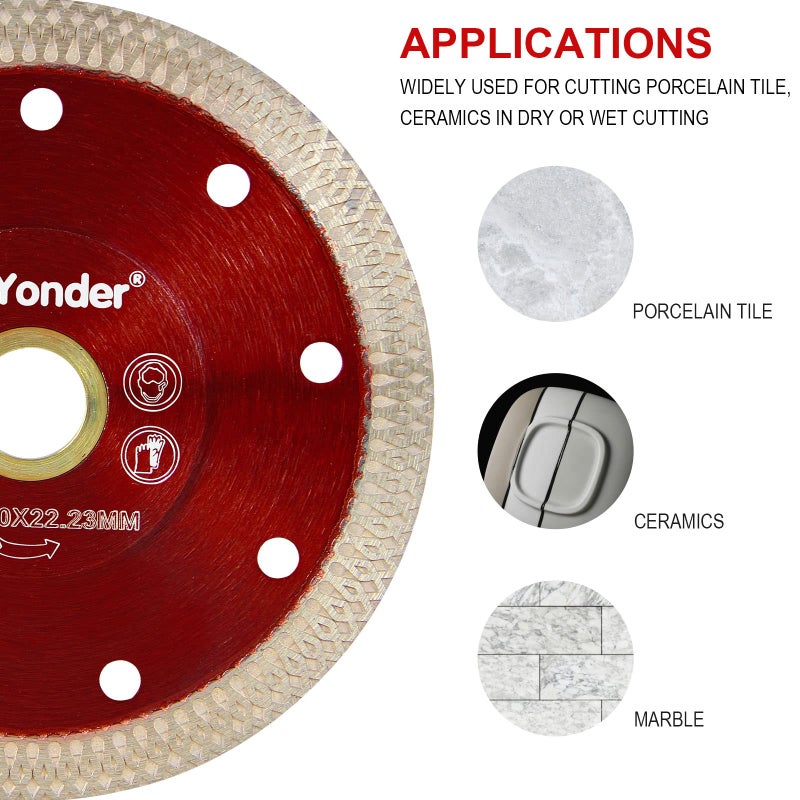 GoYonder 4 Inch Super Thin Diamond Tile Saw Blade for Angle Grinder, Dry Wet Cutting of Ceramic Tile, Concrete, Granite - Image 2